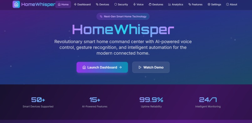 HomeWhisper - Smart Home IoT Command Center – screenshot 1