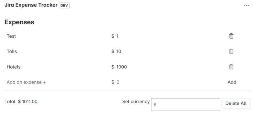 Jira Expense Tracker – screenshot 1
