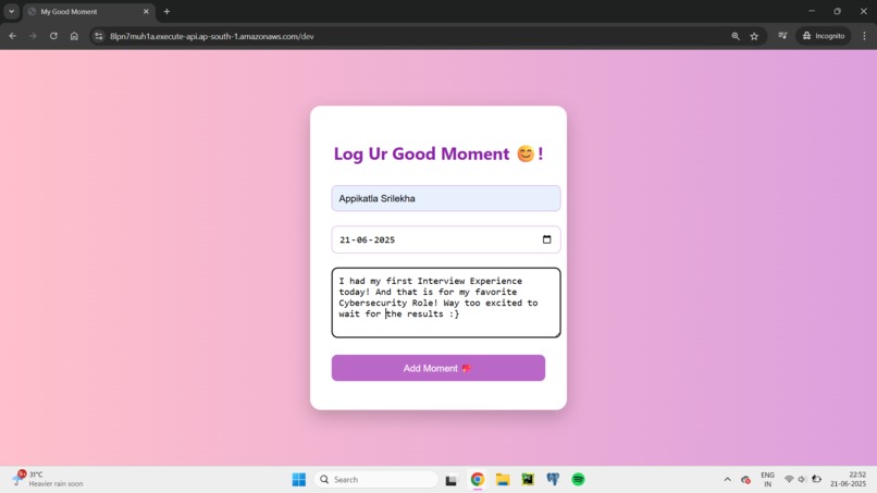 SmileStack: A Day-to-Day Good Moments Logger – screenshot 2