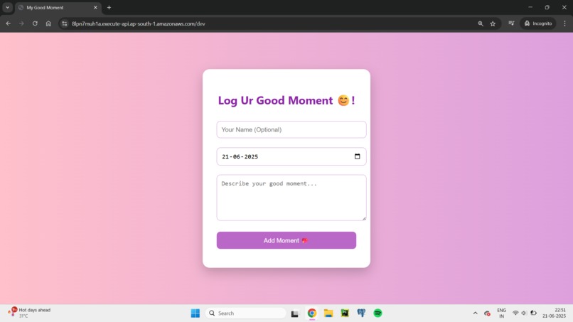 SmileStack: A Day-to-Day Good Moments Logger – screenshot 1
