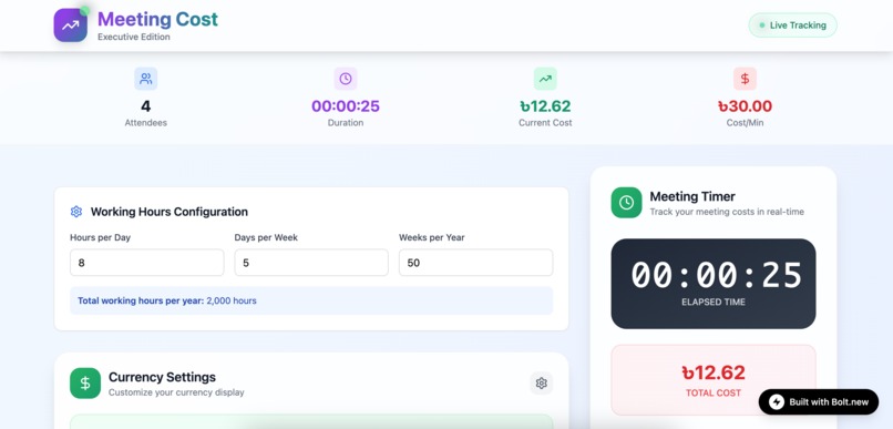 Meeting Cost – screenshot 1