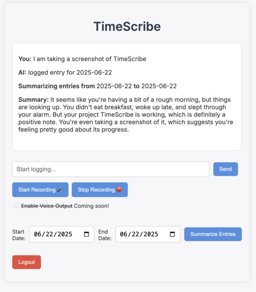TimeScribe – screenshot 1