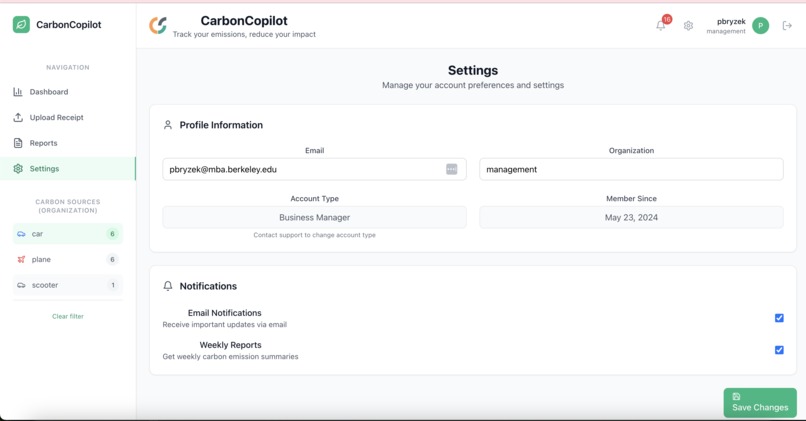 CarbonCopilot: The MyFitnessPal for Emissions – screenshot 1