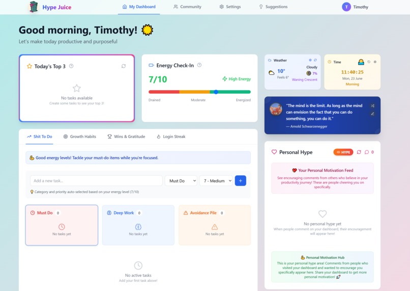 BinJuice - Personal Producitivty Dashboards  – screenshot 1