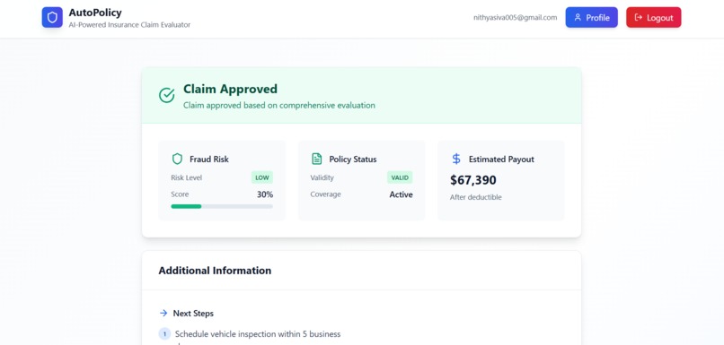 AutoPolicy ,  AI-Powered Insurance Claim Evaluator – screenshot 4