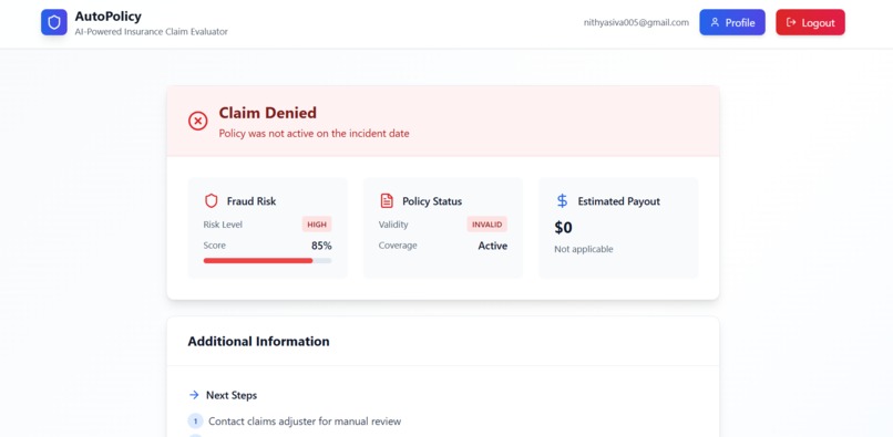 AutoPolicy ,  AI-Powered Insurance Claim Evaluator – screenshot 5