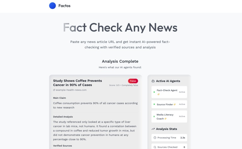 Factos: Multi-Agent Fact-Checking – screenshot 4