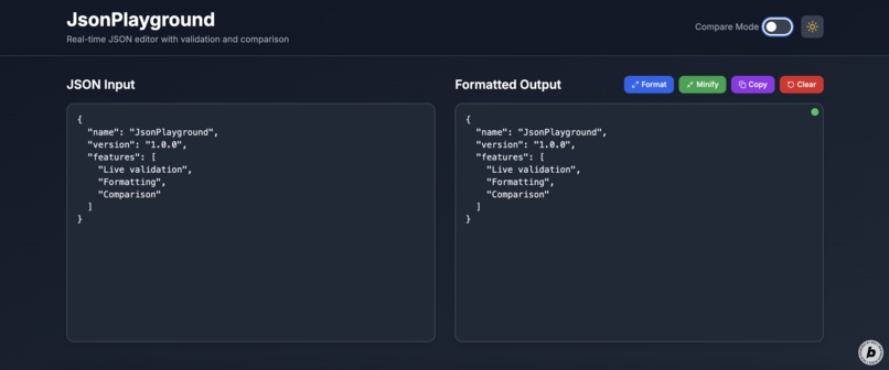 JsonPlayground – screenshot 1