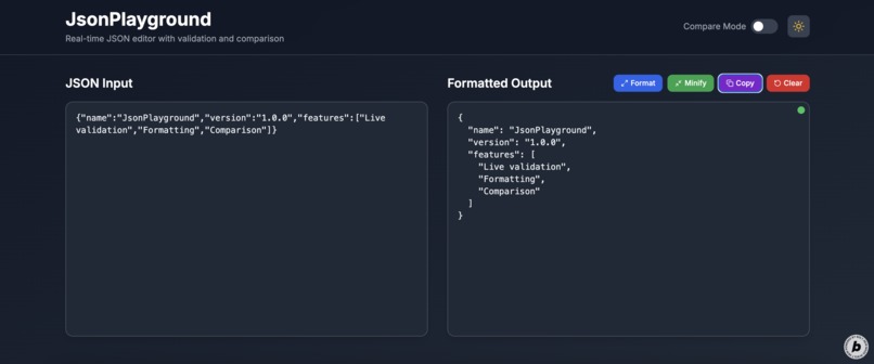 JsonPlayground – screenshot 2