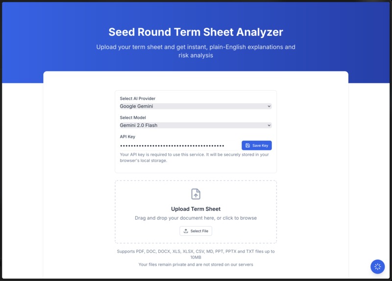 Seed Round Term Sheet Analyzer – screenshot 1