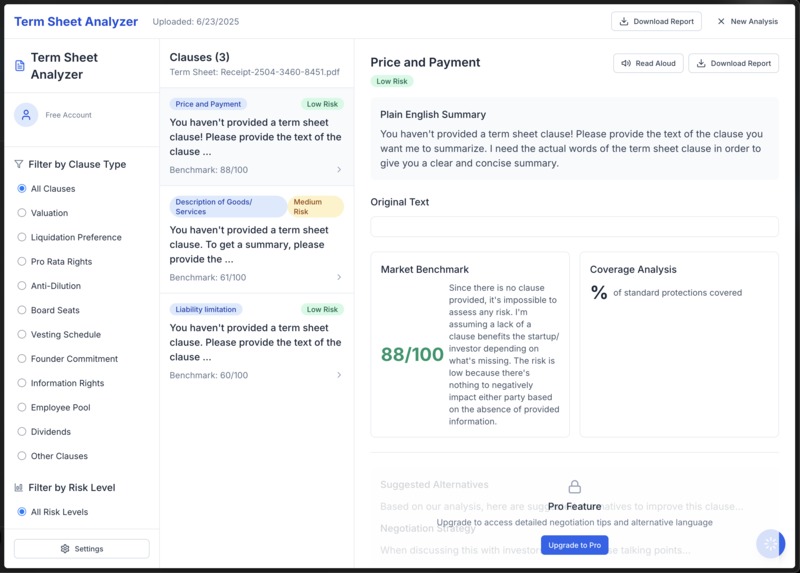 Seed Round Term Sheet Analyzer – screenshot 3
