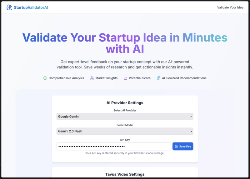 AI-Powered "Startup Idea Validator" – screenshot 1