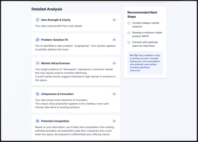 AI-Powered "Startup Idea Validator" – screenshot 2