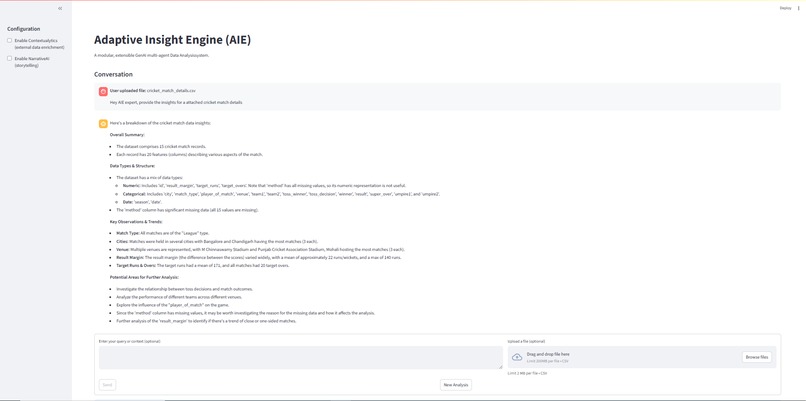 Adaptive Insight Engine (AIE) – screenshot 1