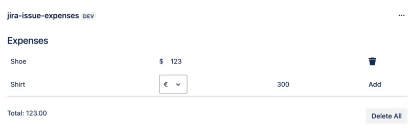 jira-issue-expenses – screenshot 1
