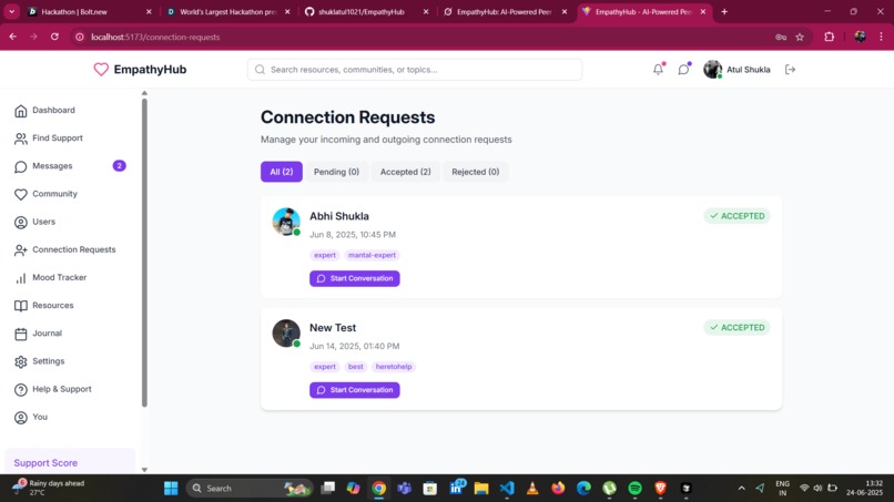 EmpathyHub: An AI-Powered Support Platform for Mental Health – screenshot 4