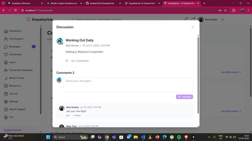 EmpathyHub: An AI-Powered Support Platform for Mental Health – screenshot 5