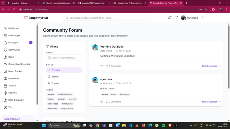 EmpathyHub: An AI-Powered Support Platform for Mental Health – screenshot 7