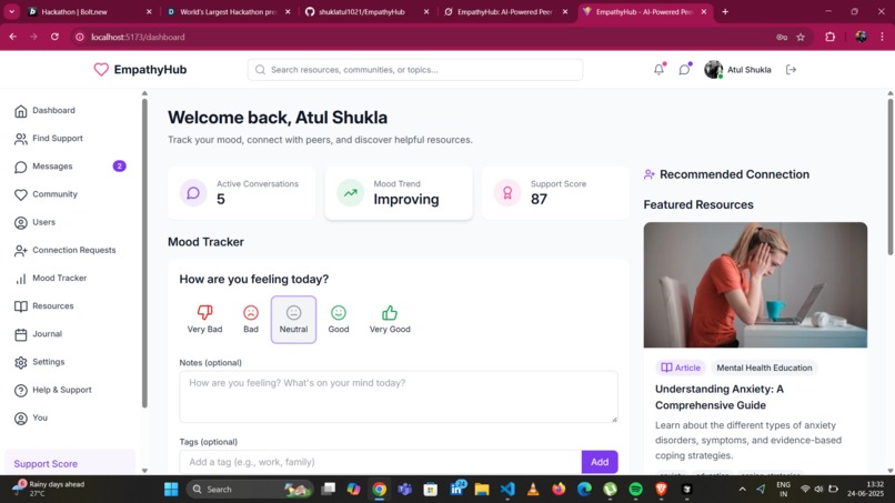 EmpathyHub: An AI-Powered Support Platform for Mental Health – screenshot 8