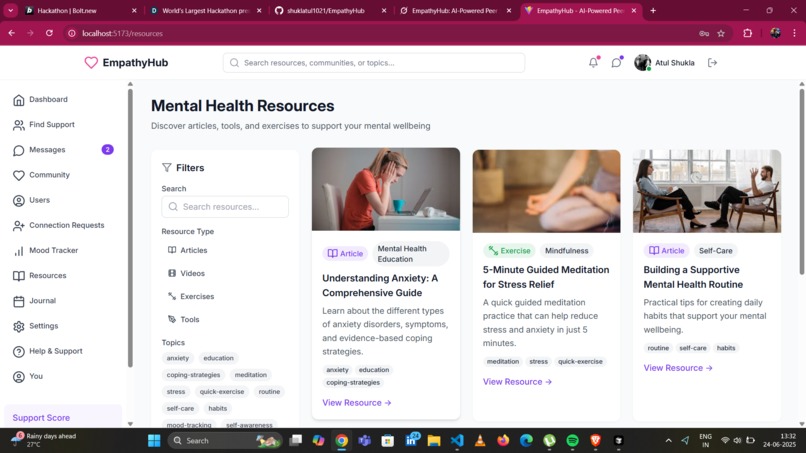 EmpathyHub: An AI-Powered Support Platform for Mental Health – screenshot 9