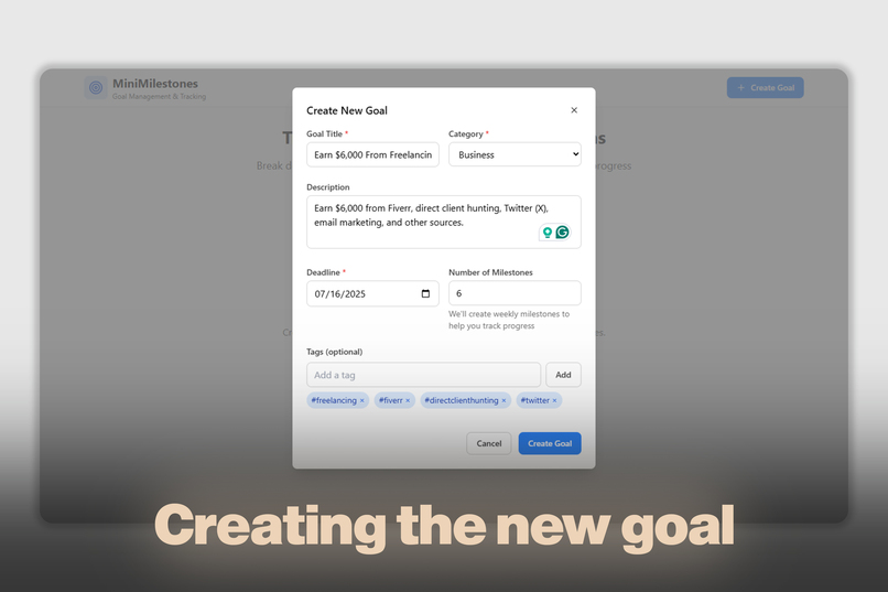 MiniMilestones - Goal Management & Milestone Tracking App – screenshot 1