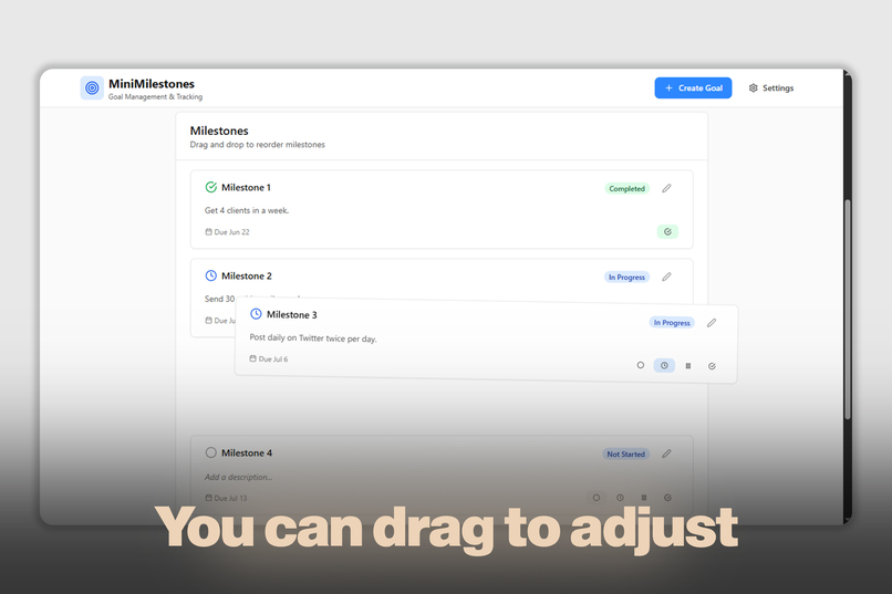 MiniMilestones - Goal Management & Milestone Tracking App – screenshot 2
