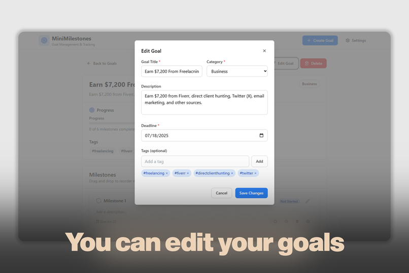 MiniMilestones - Goal Management & Milestone Tracking App – screenshot 4