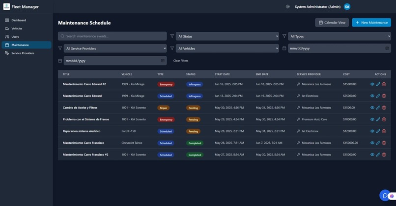 Fleet Management System – screenshot 2
