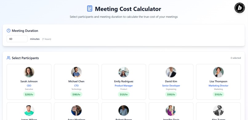 Meeting Cost Calculator – screenshot 1