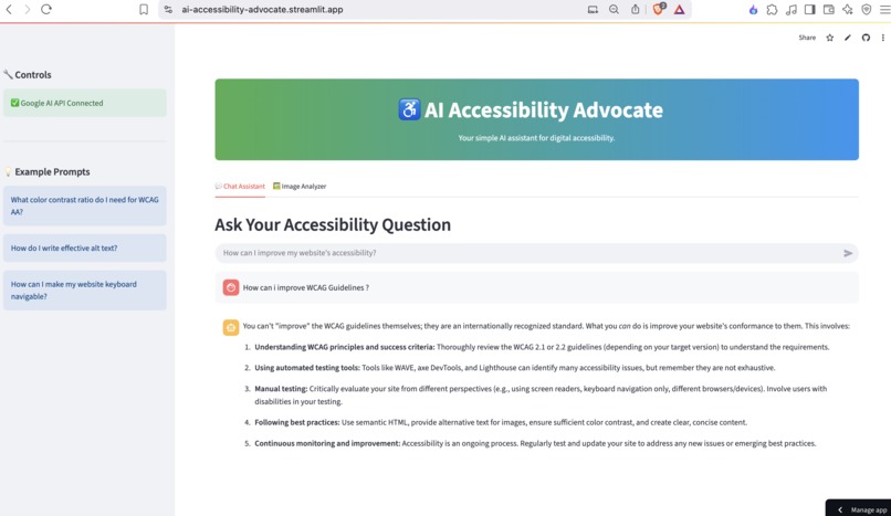 AI Accessibility Advocate Assistant – screenshot 1