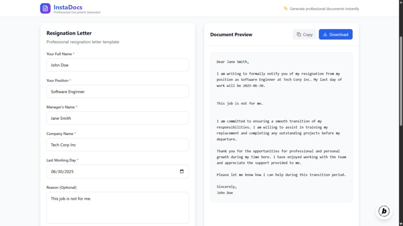 InstaDocs - Professional Document Generator – screenshot 3