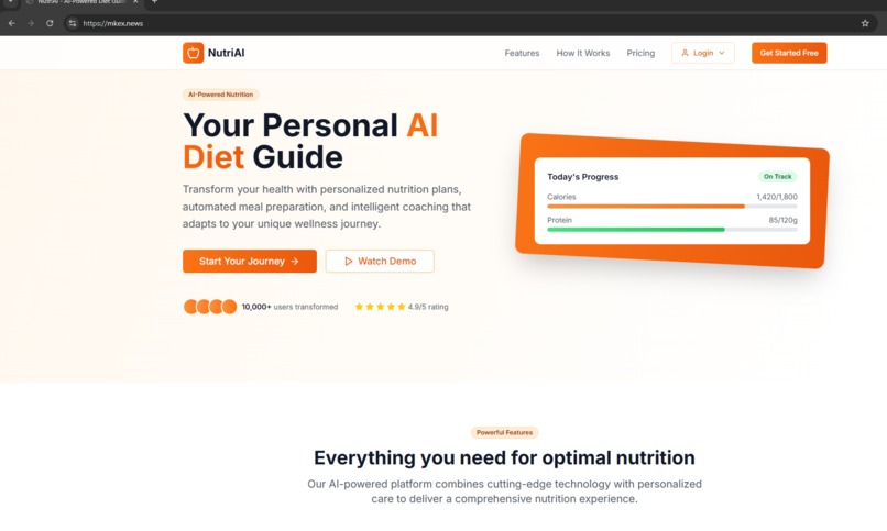 AI Fitness & Nutrition Web App – screenshot 1