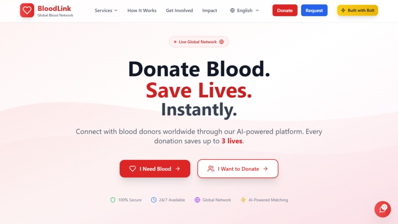 BloodLink – AI-Powered Global Blood Donation Platform – screenshot 1
