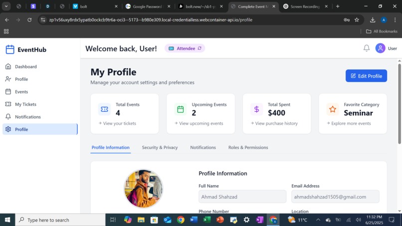 EventHub – screenshot 1