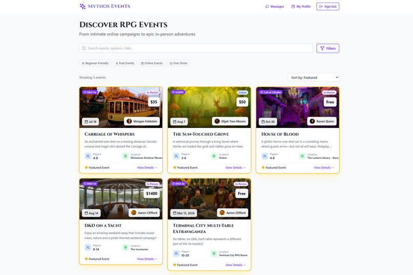 Mythos Events – screenshot 2