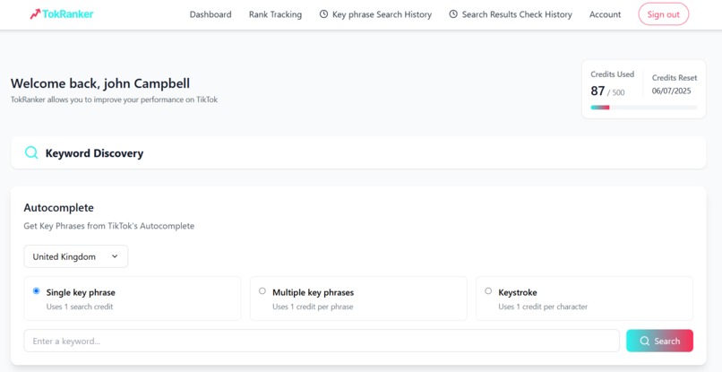 TokRanker – screenshot 2