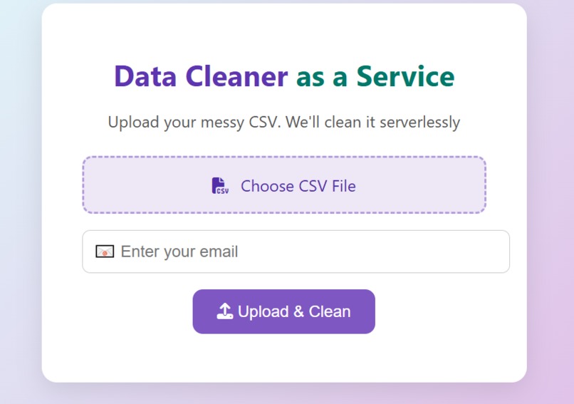 Data cleaner as a service – screenshot 1