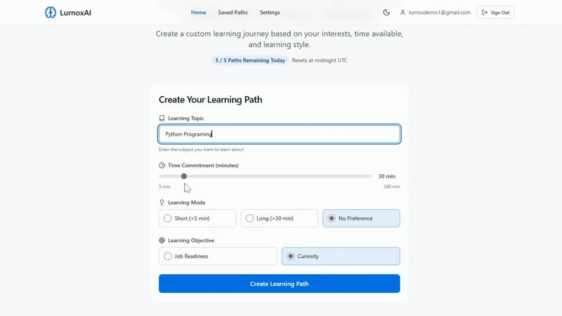 LurnoxAI – screenshot 1