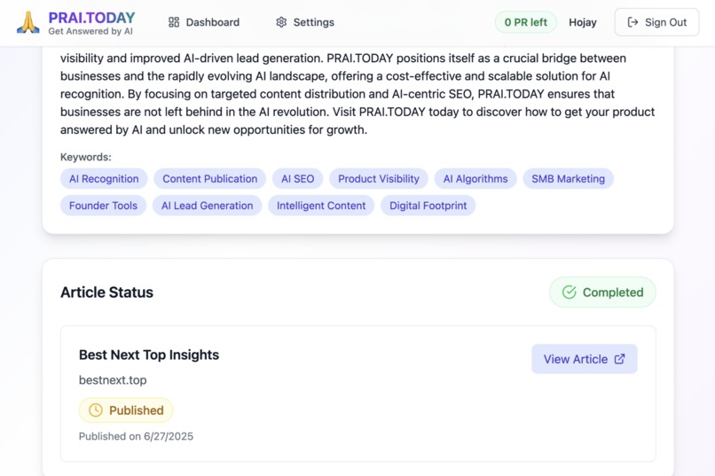 PRAI.TODAY and Get Recognized by AI – screenshot 5