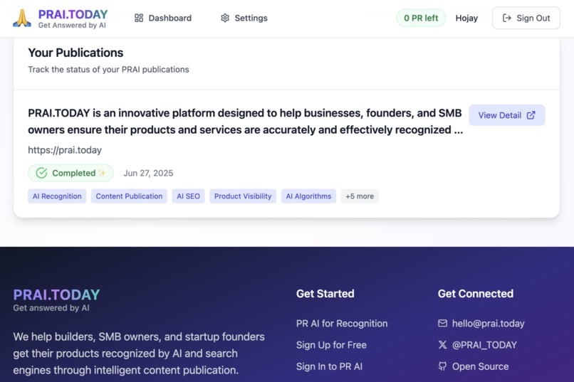 PRAI.TODAY and Get Recognized by AI – screenshot 6