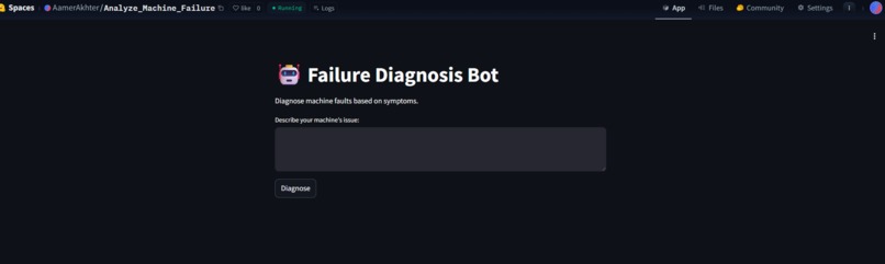 Failure Diagnosis Bot – Machine Fault Analyzer – screenshot 1