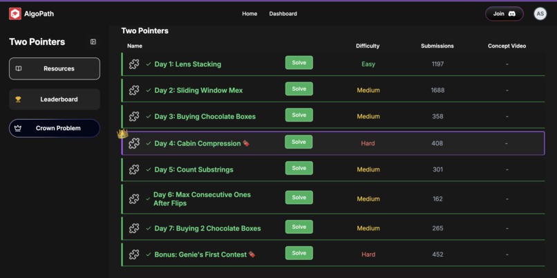 Asmi's DSA questions – screenshot 1