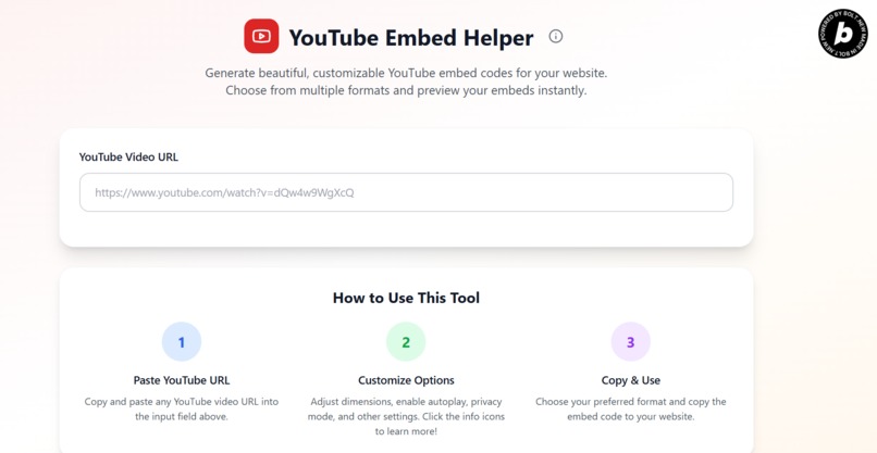 youtube embed helper – screenshot 1