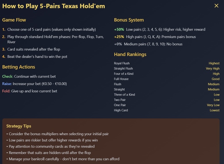 5-Pairs Texas Hold'em Poker Game – screenshot 3