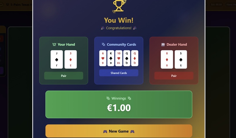 5-Pairs Texas Hold'em Poker Game – screenshot 4