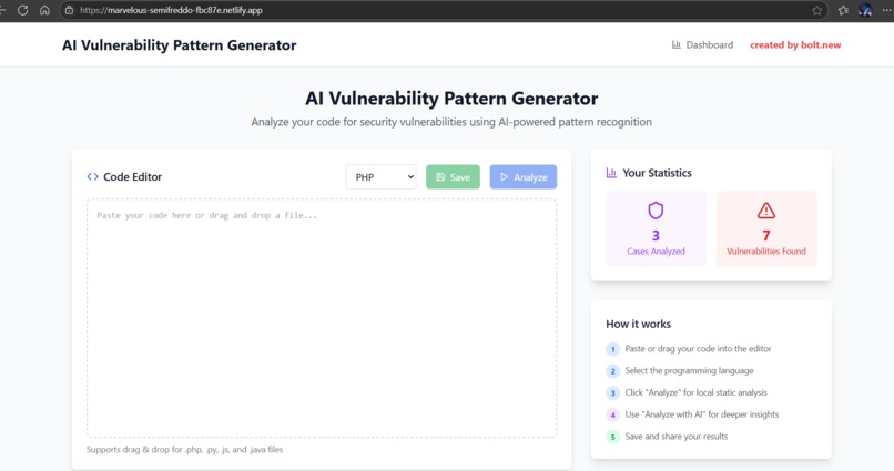 AI Vulnerability Pattern Generator – screenshot 1