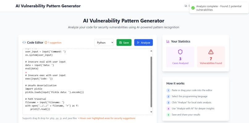 AI Vulnerability Pattern Generator – screenshot 10