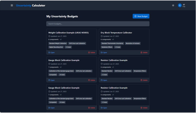 UncertaintyCalc.com – screenshot 1