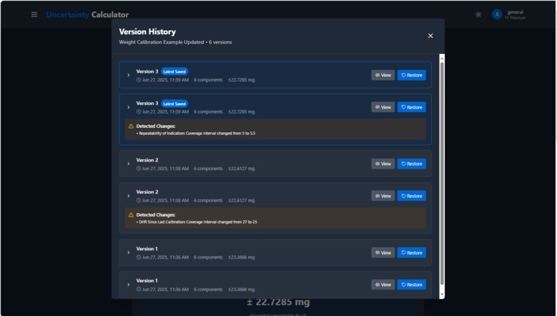 UncertaintyCalc.com – screenshot 2