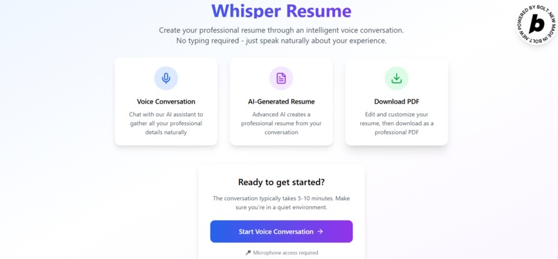 Whisper Resume – screenshot 1
